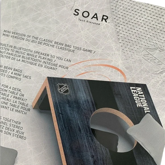 Montreal Canadiens Stripe Design Desktop Cornhole Game Set with built in speaker - Picture 3 of 4